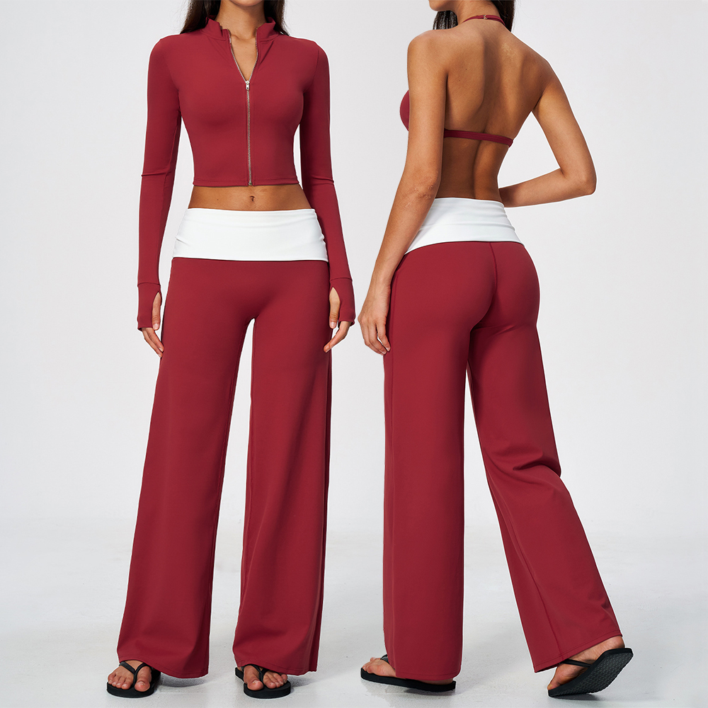 Zip Jacket Wide Leg Pants 2 Pi - Yoga Of Fitness ulasan dan harga