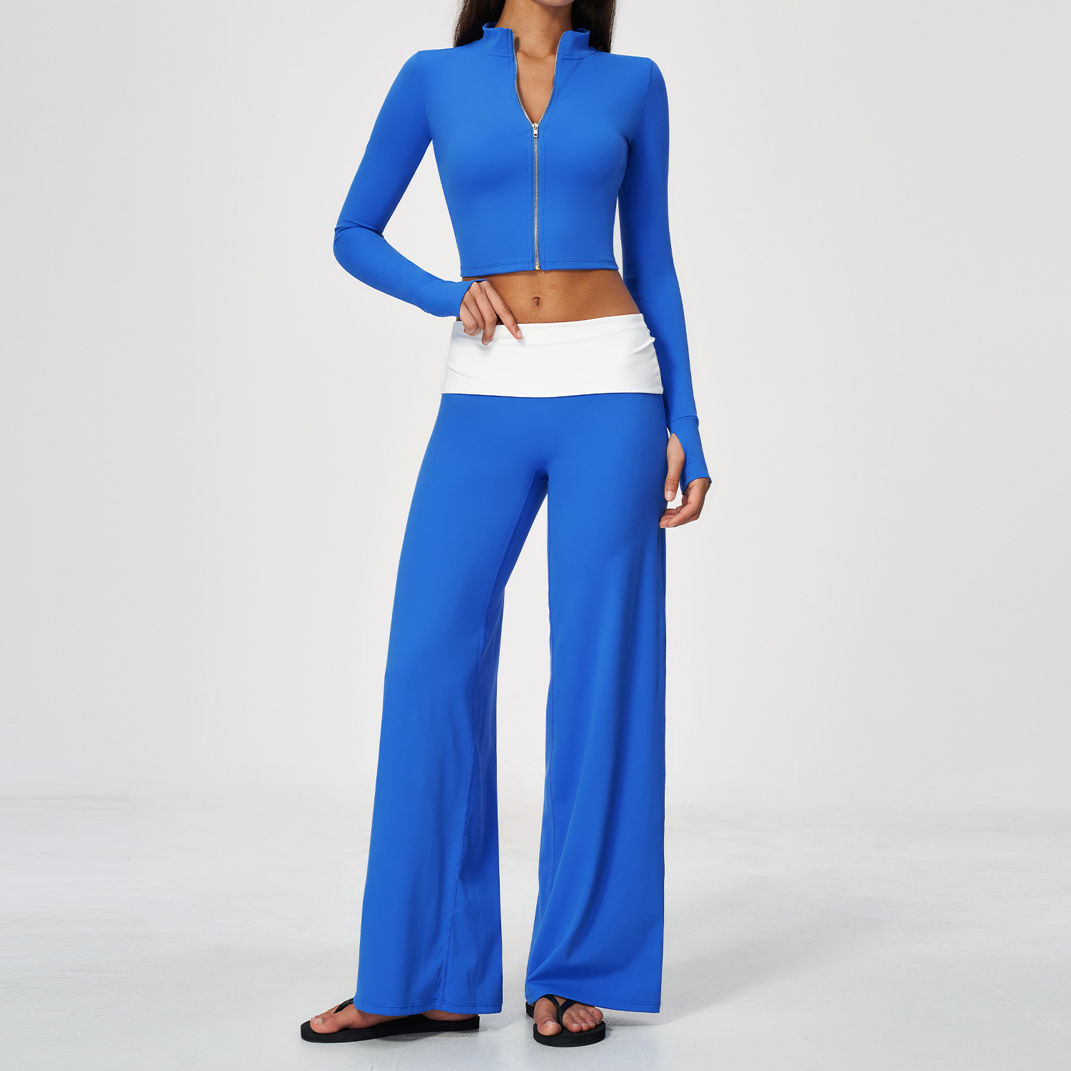 Zip Jacket Wide Leg Pants 2 Pi - Yoga Of Fitness ulasan dan harga