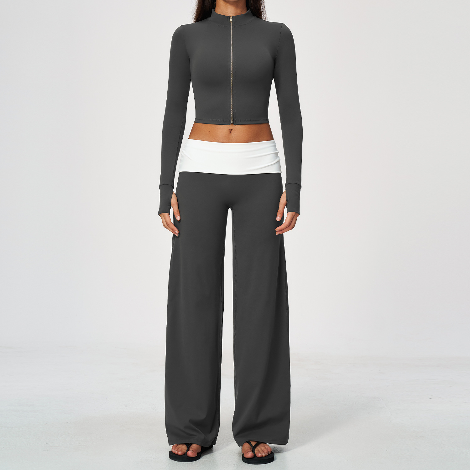 Zip Jacket Wide Leg Pants 2 Pi - Yoga Of Fitness ulasan dan harga