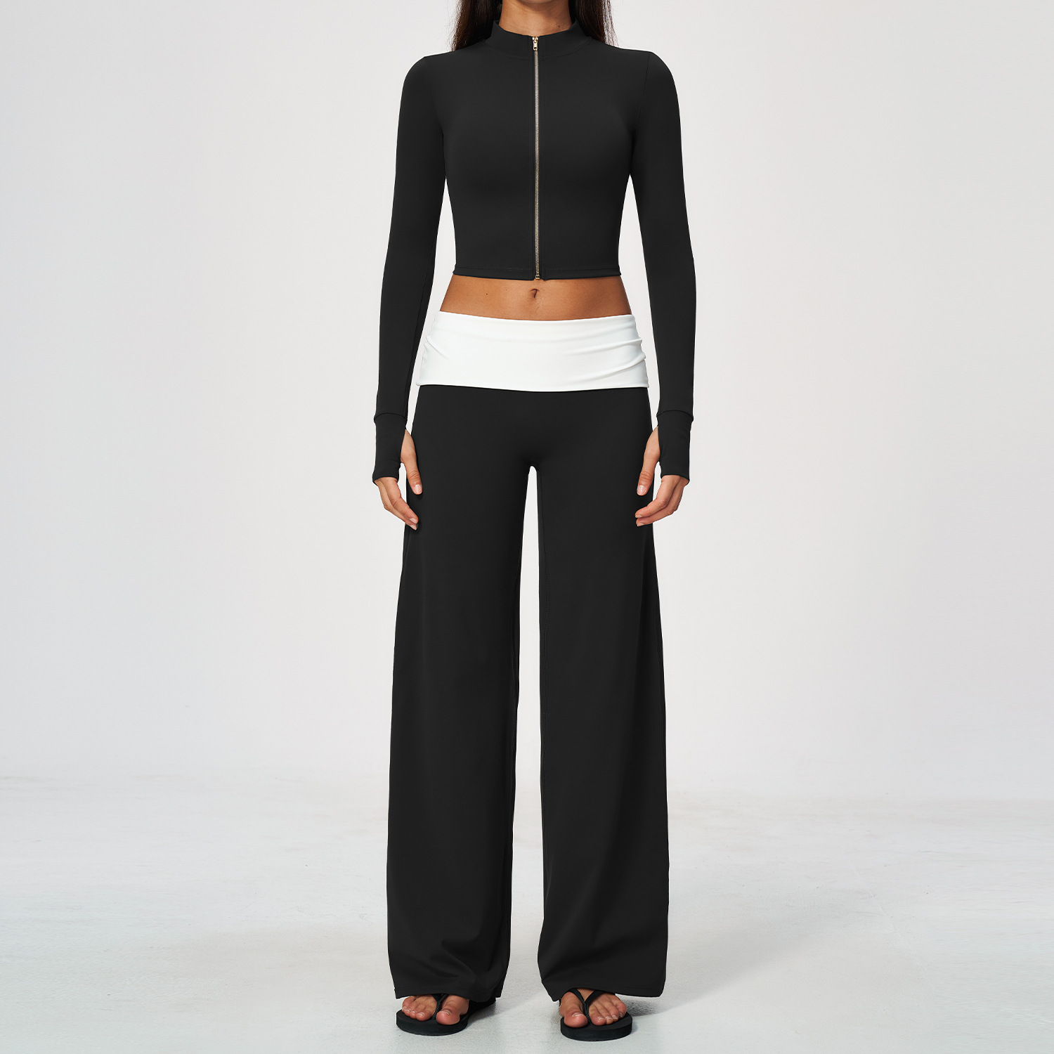 Zip Jacket Wide Leg Pants 2 Pi - Yoga Of Fitness ulasan dan harga