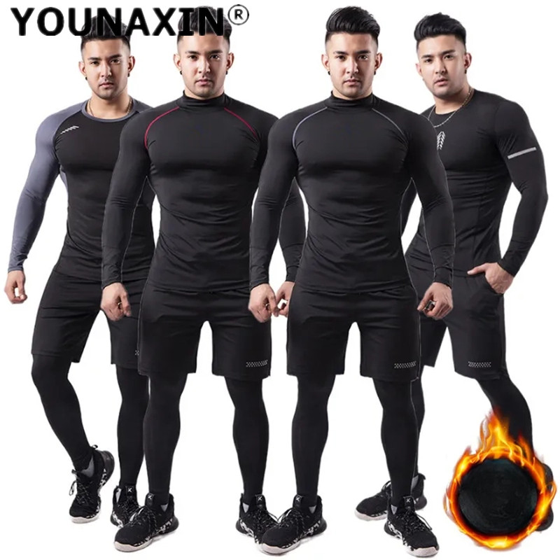 3-piece Men Plush Warm Sports  - Yoga Fitness Training ulasan dan harga