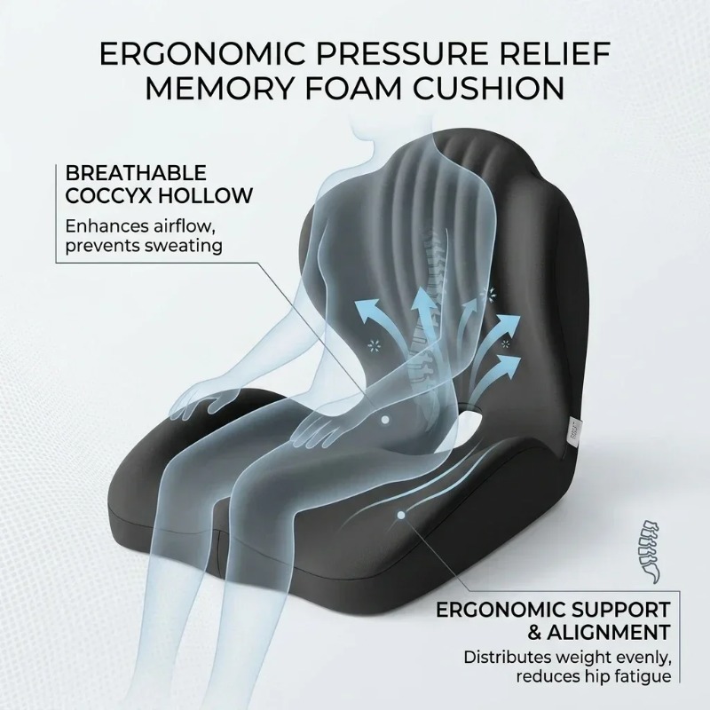 Coccyx Seat Cushion Memory Foa - Posture Corrector Back ulasan dan harga
