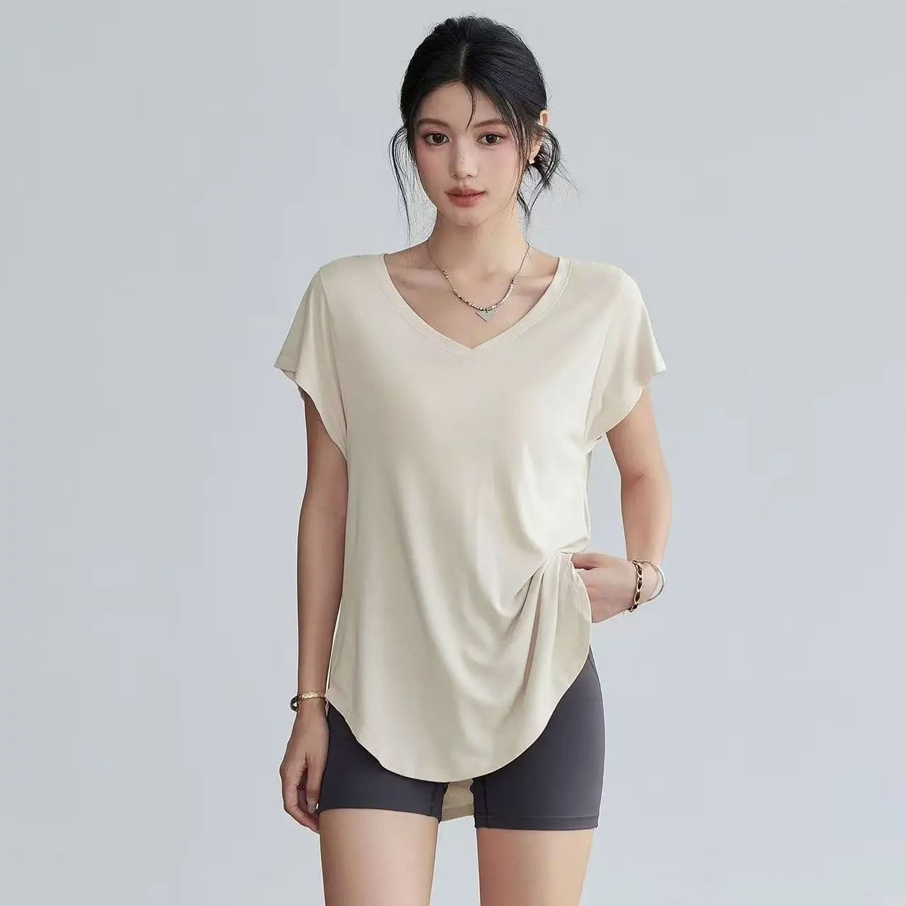 Women's Slimming Round Neck Yo - Yoga Fitness Training ulasan dan harga