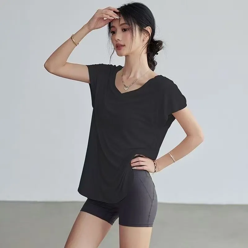 Women's Slimming Round Neck Yo - Yoga Fitness Training ulasan dan harga