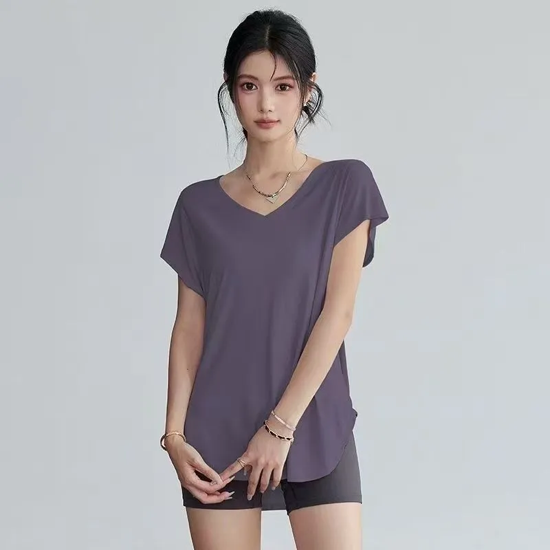 Women's Slimming Round Neck Yo - Yoga Fitness Training ulasan dan harga